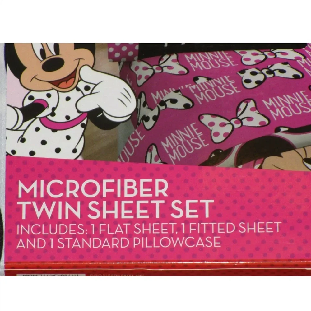 DISNEY MINNIE MOUSE 3pc MICROFIBER TWIN SHEET SET